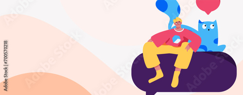 Virtual characters social communication concept business flat vector hand drawn illustration
