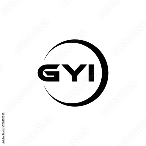 GYI letter logo design with white background in illustrator, cube logo, vector logo, modern alphabet font overlap style. calligraphy designs for logo, Poster, Invitation, etc. photo