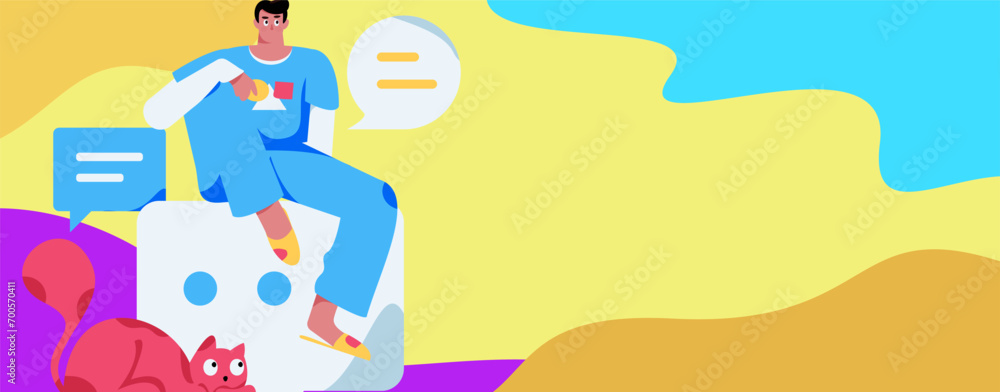 Virtual characters social communication concept business flat vector hand drawn illustration
Virtual characters social communication concept business flat vector hand drawn illustration