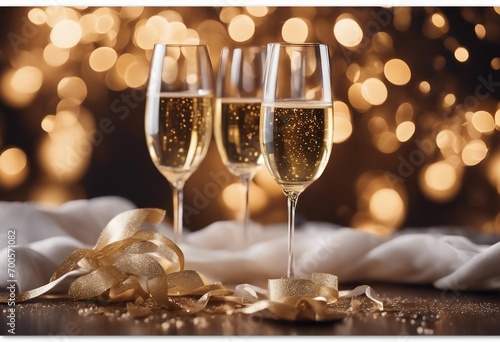 Celebration toast with champagne New Years cards