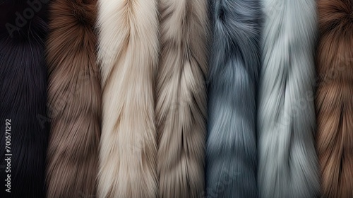 Multicolored fur texture background. Faux fur of different colors photo