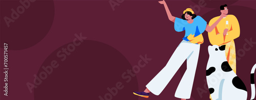 Virtual characters social communication concept business flat vector hand drawn illustration
