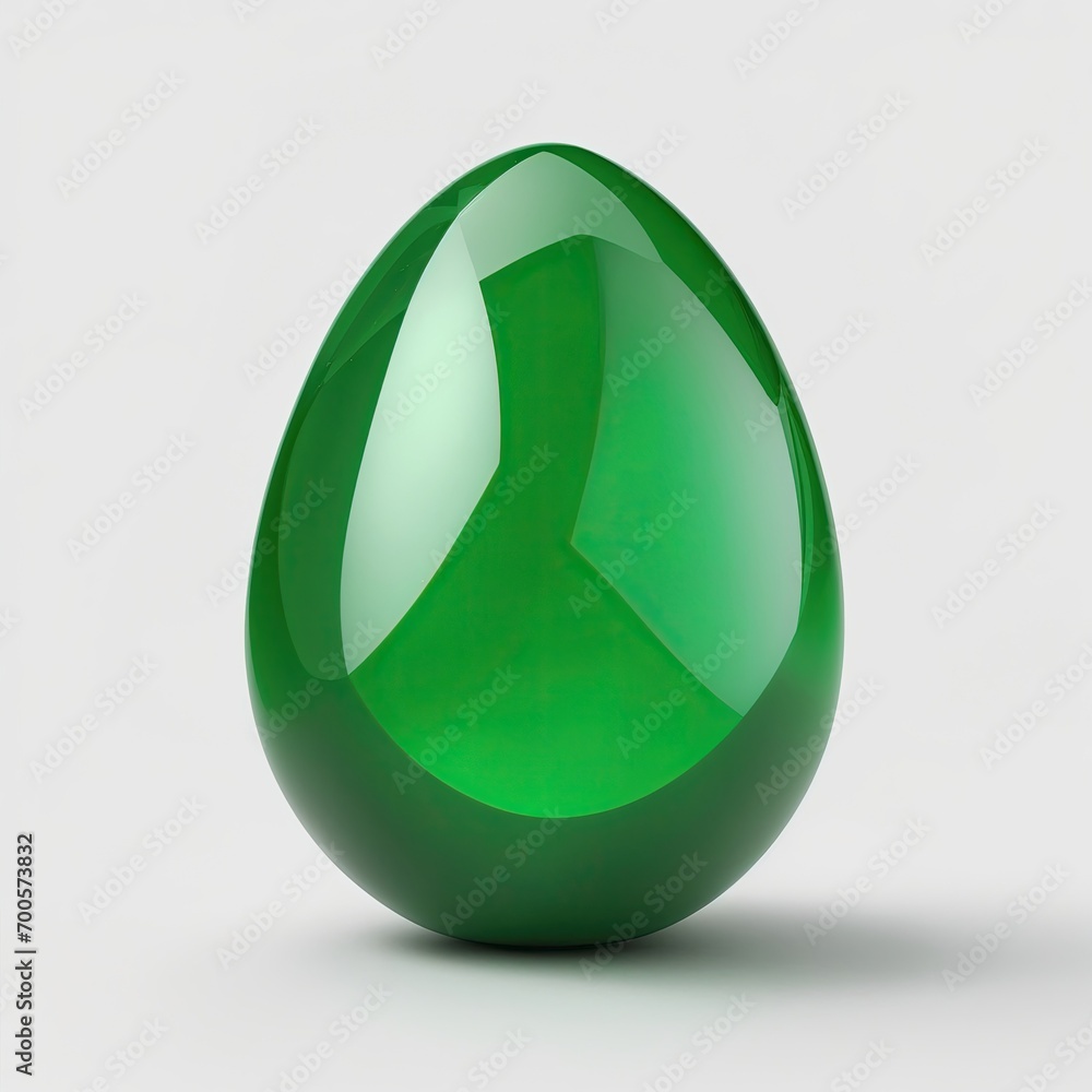 Emerald stone Egg shape on white background Emerald stone Egg shape on white background