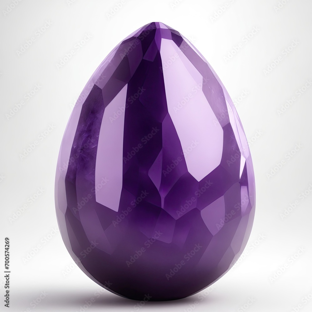 Amethyst stone Egg shape on white background Amethyst stone Egg shape on white background