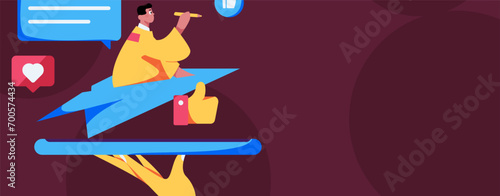 Virtual characters social communication concept business flat vector hand drawn illustration
