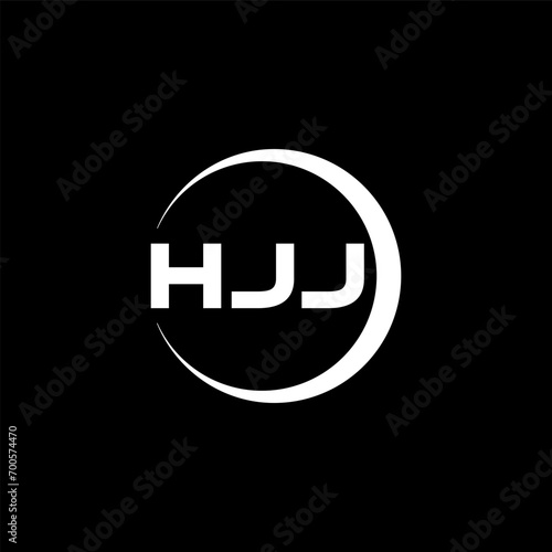 HJJ letter logo design with black background in illustrator, cube logo, vector logo, modern alphabet font overlap style. calligraphy designs for logo, Poster, Invitation, etc. photo