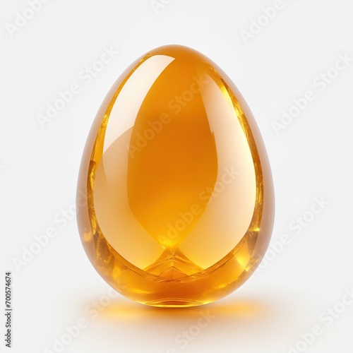 Citrine stone Egg shape on white background