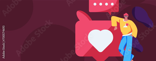 Virtual characters social communication concept business flat vector hand drawn illustration
