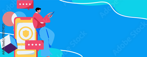 Virtual characters social communication concept business flat vector hand drawn illustration
