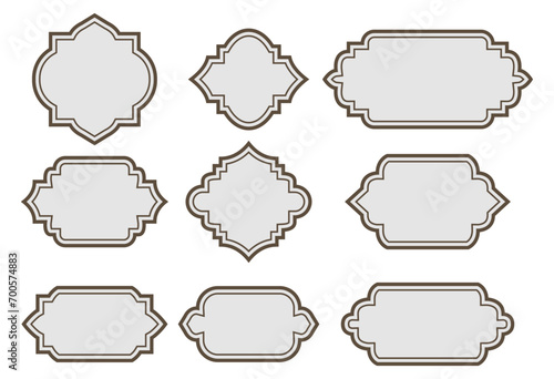 luxury golden vintage arabic islamic banner text box title frame border labels set with ornamental illustration
