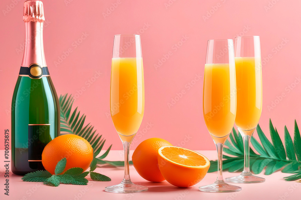 Mimosa cocktail with orange juice.
