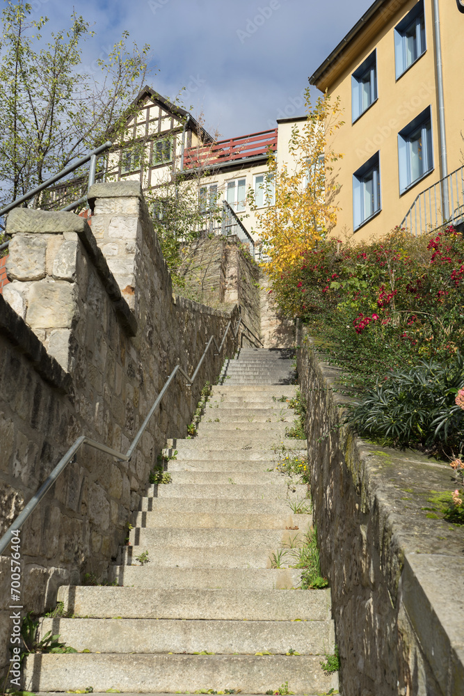 Stairs to Münzenberg in Quedlinburg, Saxony-Anhalt, Germany