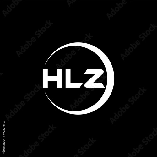 HLZ letter logo design with black background in illustrator, cube logo, vector logo, modern alphabet font overlap style. calligraphy designs for logo, Poster, Invitation, etc.