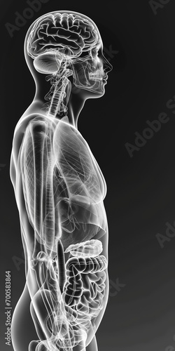 MRT / CT und Röntgenbild eines menschlichen Körpers im Hochformat, ai generativ photo