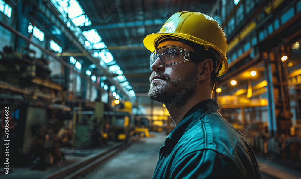 Industrial Engineers in Hard Hats.Work at the Heavy Industry Manufacturing Factory.industrial worker indoors in factory. man working in an industrial factory.Safety first concept Industrial Engineers in Hard Hats.Work at the Heavy Industry Manufacturing Factory.industrial worker indoors in factory. man working in an industrial factory.Safety first concept