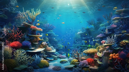 Beautiful fishes and underwater scenes in the water
