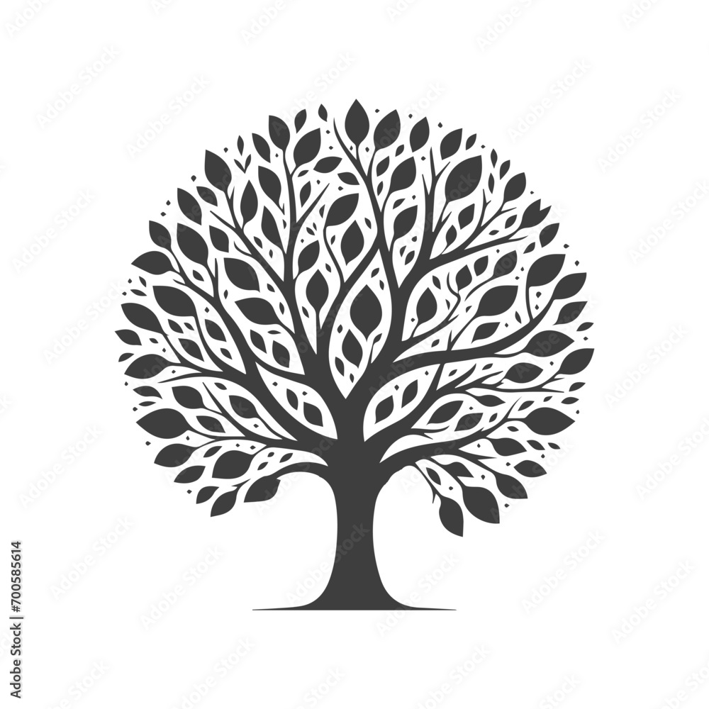 Obraz premium black tree silhouette vector with white background design.