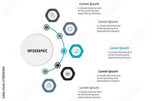 Business data visualization. Process chart. Abstract elements of graph, diagram with 5 steps, options, parts or processes. Vector business template for presentation