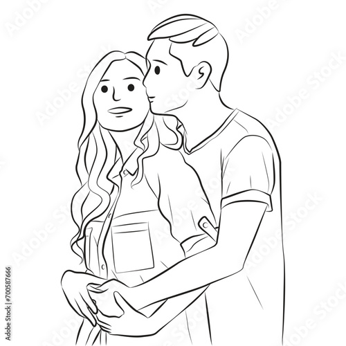 couple affection pose cartoon illustration