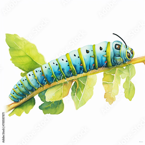 Watercolor Caterpillar without Background