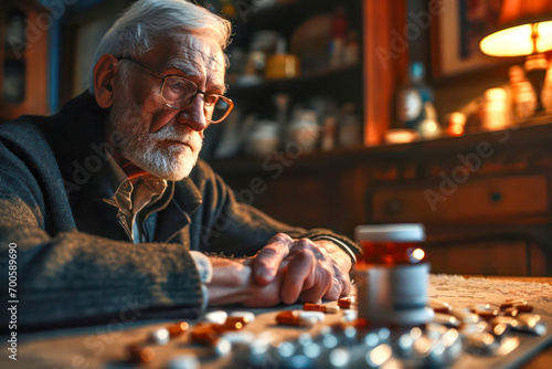 old man with his medicine photo
