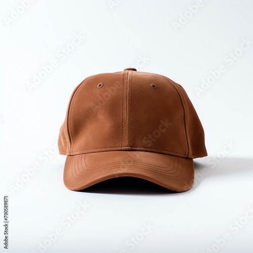 a brown baseball cap on a white background