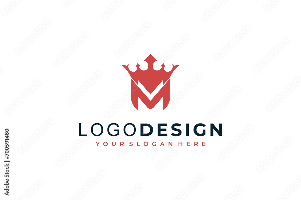 initial letter M with crown logo initial vector symbol illustration design