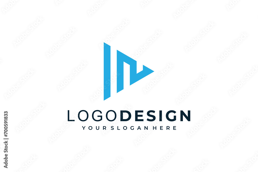 Minimalist modern abstract letter IN logo vector