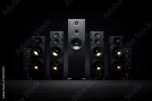 a group of large speakers
