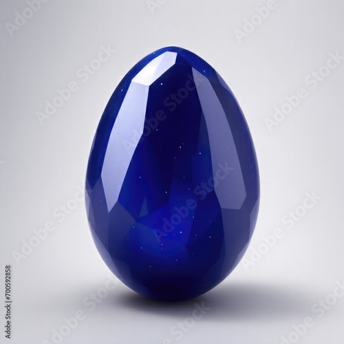 Sapphire stone Egg shape on white background