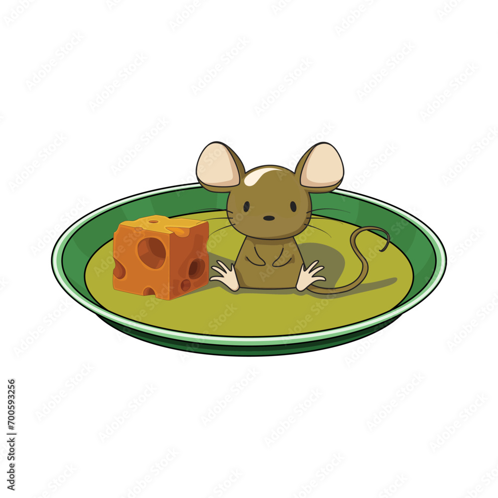 Illustration of cute mouse with cheese Illustration of cute mouse with cheese
