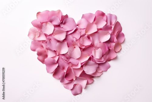 Wallpaper Mural heart made of pink rose petals isolated on white background top view, romantic valentines day design Torontodigital.ca