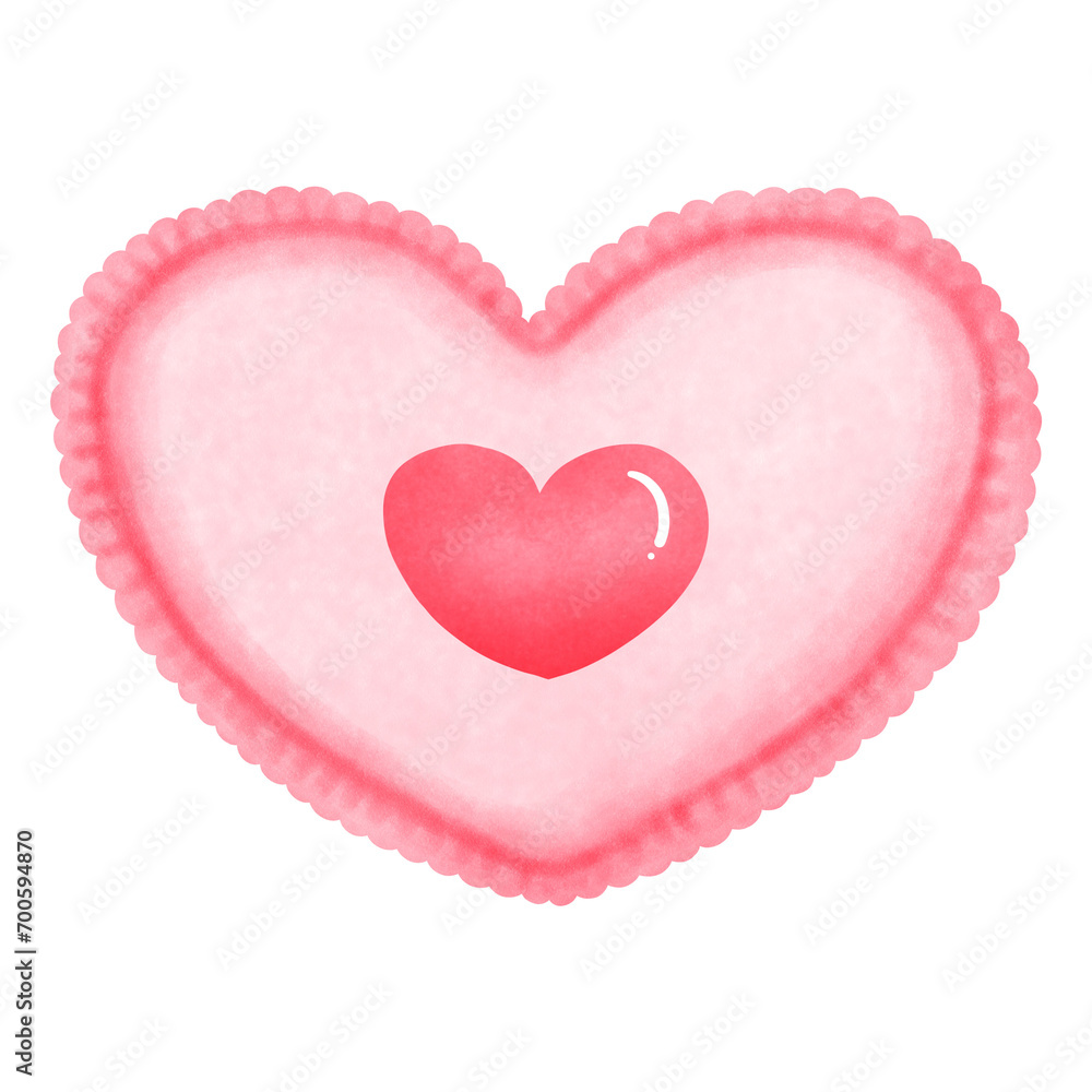 Watercolor vintage heart shaped candy clipart.Valentine homemade candy decoration for valentines day.
