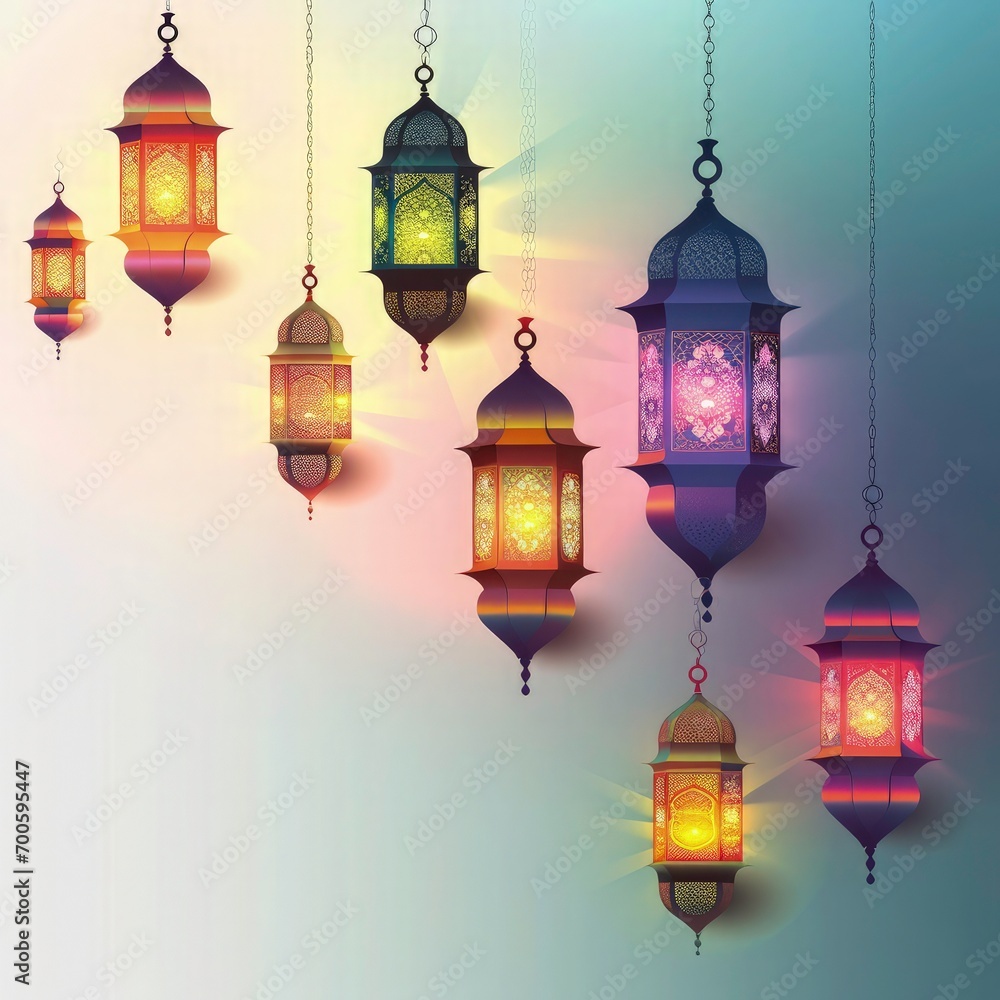 Islamic new year design with hanging lantern poster Islamic new year design with hanging lantern poster