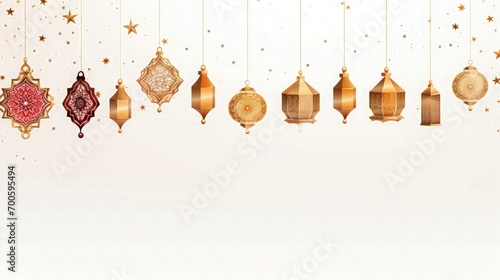 Islamic new year design with hanging lantern poster 