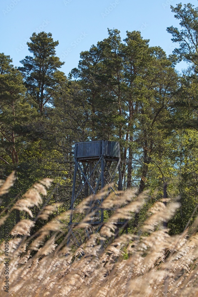 Torpviken birdwatching tower at Maarianhamina in spring, Ahvenanmaa, Finland. Torpviken birdwatching tower at Maarianhamina in spring, Ahvenanmaa, Finland.