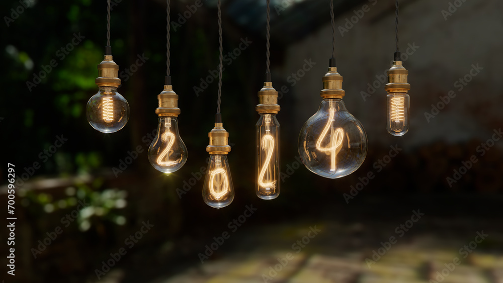 Light Bulb New Year Background Edison Light Bulb 2024 Year 3d   1000 F 700596297 AQJOS12iOXzl3pcW17MkPm9Yxd69I4nI 