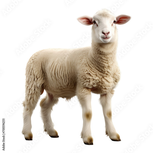 Sheep standing  isolated on transparent or white background