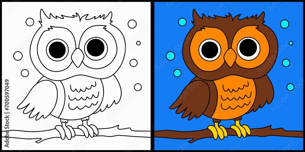 Fototapeta premium Coloring page outline of cartoon owl 