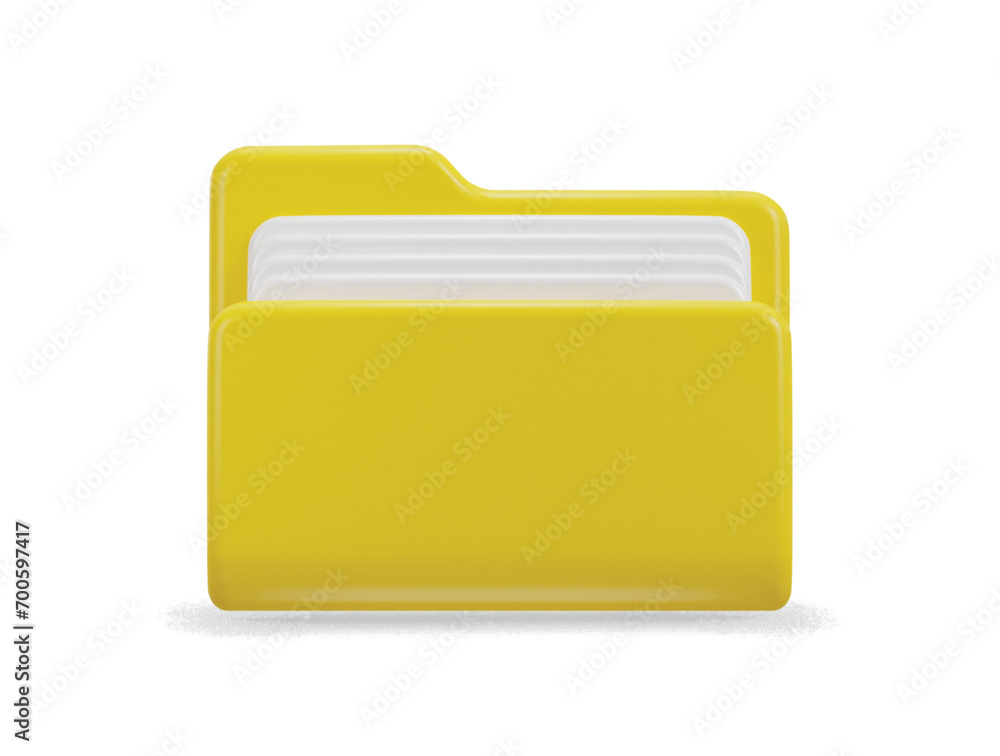Folder with files documents file management concept 3d icon Folder with files documents file management concept 3d icon