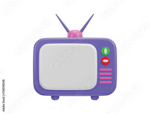 Vintage retro tv with antenna and switcher for channels television and multimedia concept 3d icon