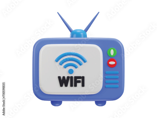 retro tv with antenna and switcher for the wifi signal network concept 3d vector icon
