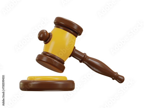 3d judge gavel icon or 3d judgement hammer law gavel icon illustration
