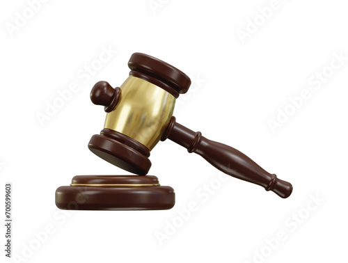 3d golden judicial gavel icon illustration