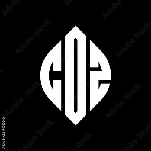 COZ circle letter logo design with circle and ellipse shape. COZ ellipse letters with typographic style. The three initials form a circle logo. COZ Circle Emblem Abstract Monogram Letter Mark Vector.