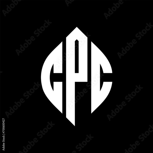 CPC circle letter logo design with circle and ellipse shape. CPC ellipse letters with typographic style. The three initials form a circle logo. CPC Circle Emblem Abstract Monogram Letter Mark Vector.