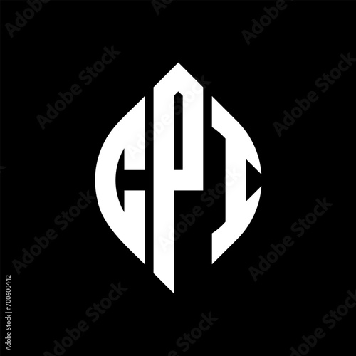 CPI circle letter logo design with circle and ellipse shape. CPI ellipse letters with typographic style. The three initials form a circle logo. CPI Circle Emblem Abstract Monogram Letter Mark Vector.