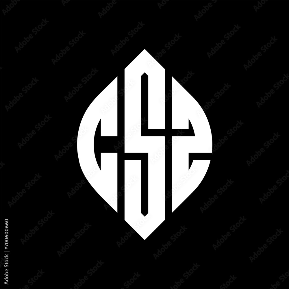Obraz premium CSZ circle letter logo design with circle and ellipse shape. CSZ ellipse letters with typographic style. The three initials form a circle logo. CSZ Circle Emblem Abstract Monogram Letter Mark Vector.