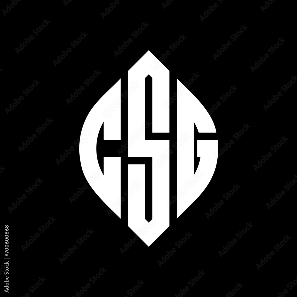 Obraz premium CSG circle letter logo design with circle and ellipse shape. CSG ellipse letters with typographic style. The three initials form a circle logo. CSG Circle Emblem Abstract Monogram Letter Mark Vector.