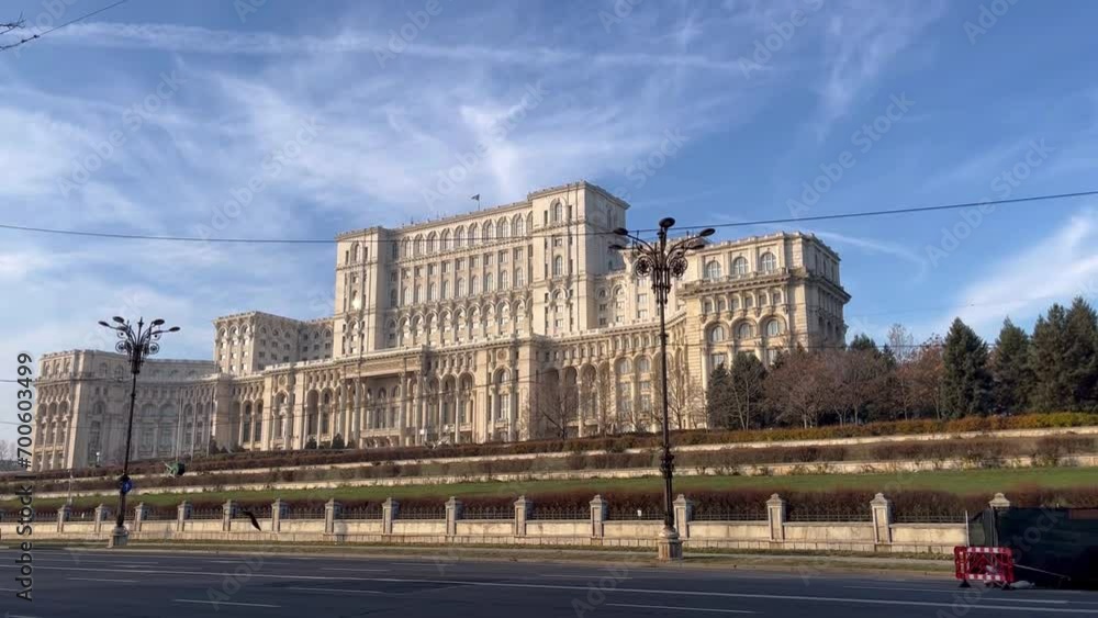 Winter Sunrise at Romanian Parliament: Majestic Morning Glow Winter Sunrise at Romanian Parliament: Majestic Morning Glow